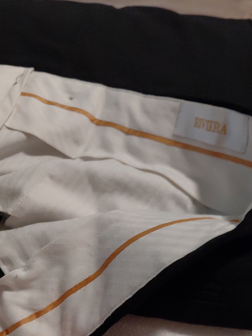Riviera Black Pants with White Interior and Gold Trim